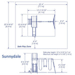 Sunnydale Cedar Swing Set dimensions and safe play zone diagram